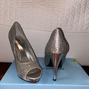 Sliver studded heels